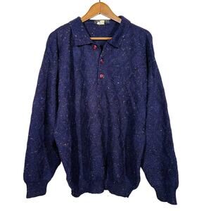 Vintage 90s Ciro Citterio Cowl Neck Sweater Purple Italy Wool - XL